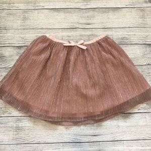 Pink Gold Thread Shimmer Skirt H&M Layered Rose Gold Bow SZ 4-6 Girls